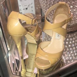 Jimmy Choo beige patent leather pumps